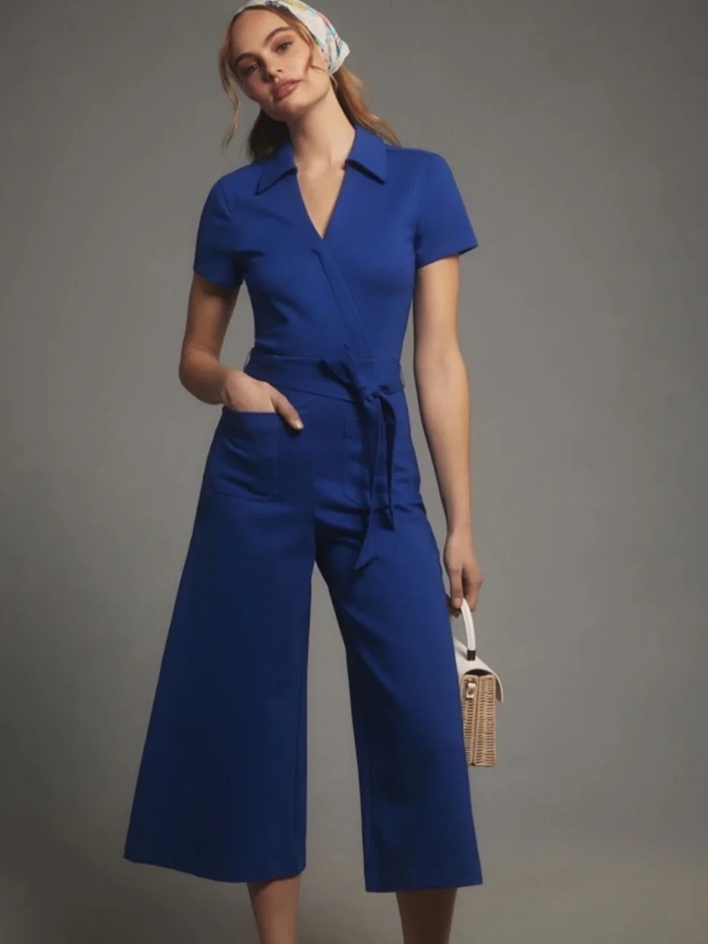 Anthropologie Maeve Womens Cobalt Blue Jumpsuit Size 6 Damaged